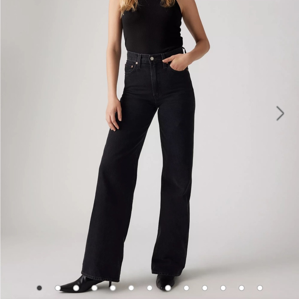 Levi's Black Flare Wide-Leg Jeans 30x34